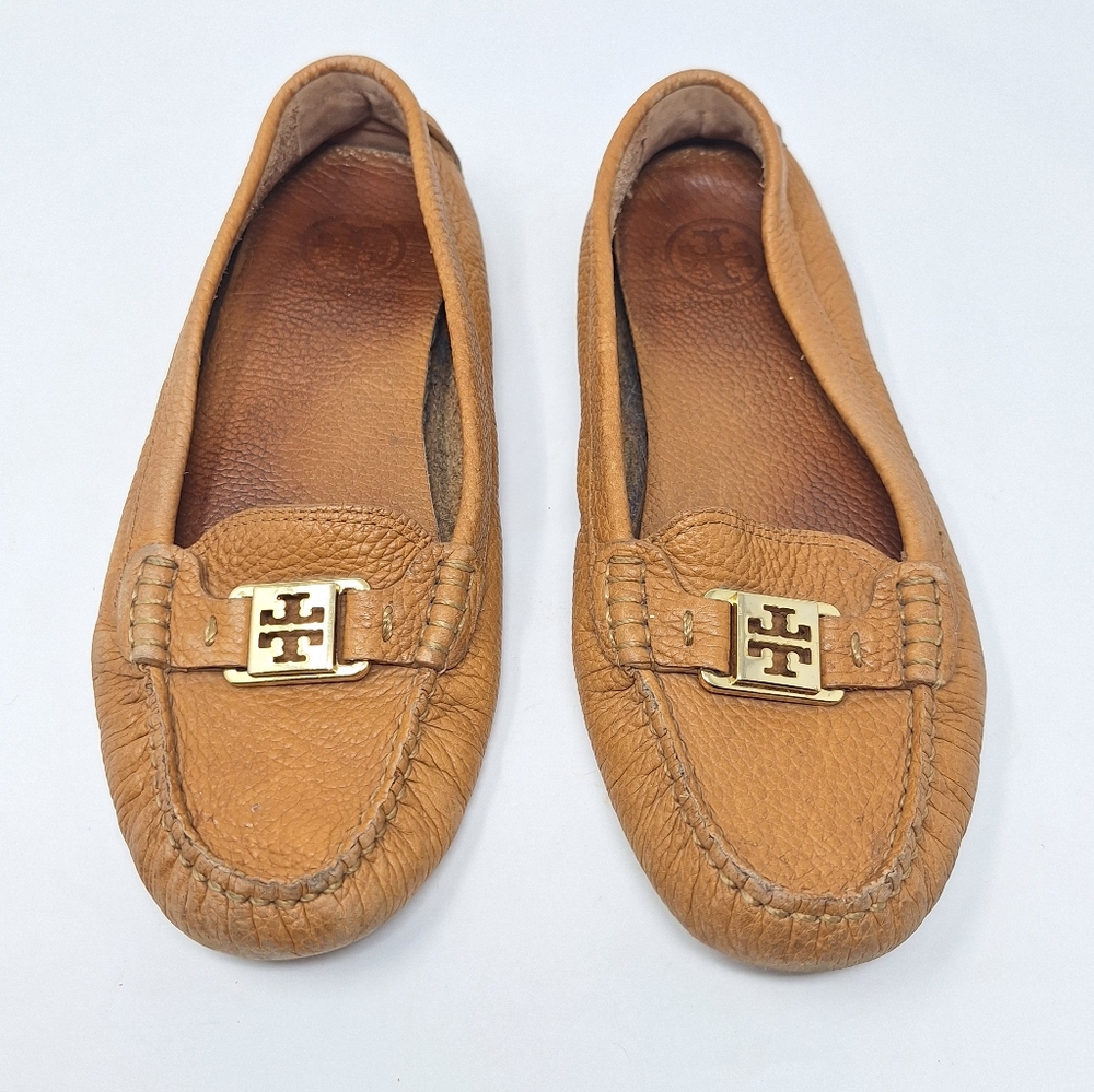 Tory Burch Kendrick Loafers Leather Tan Driving Slip On